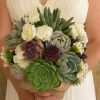 Succulent wedding bouquet green, purple and white.