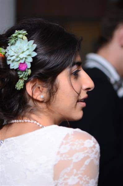 Photo of Christian wedding hairstyle with studded wreath band