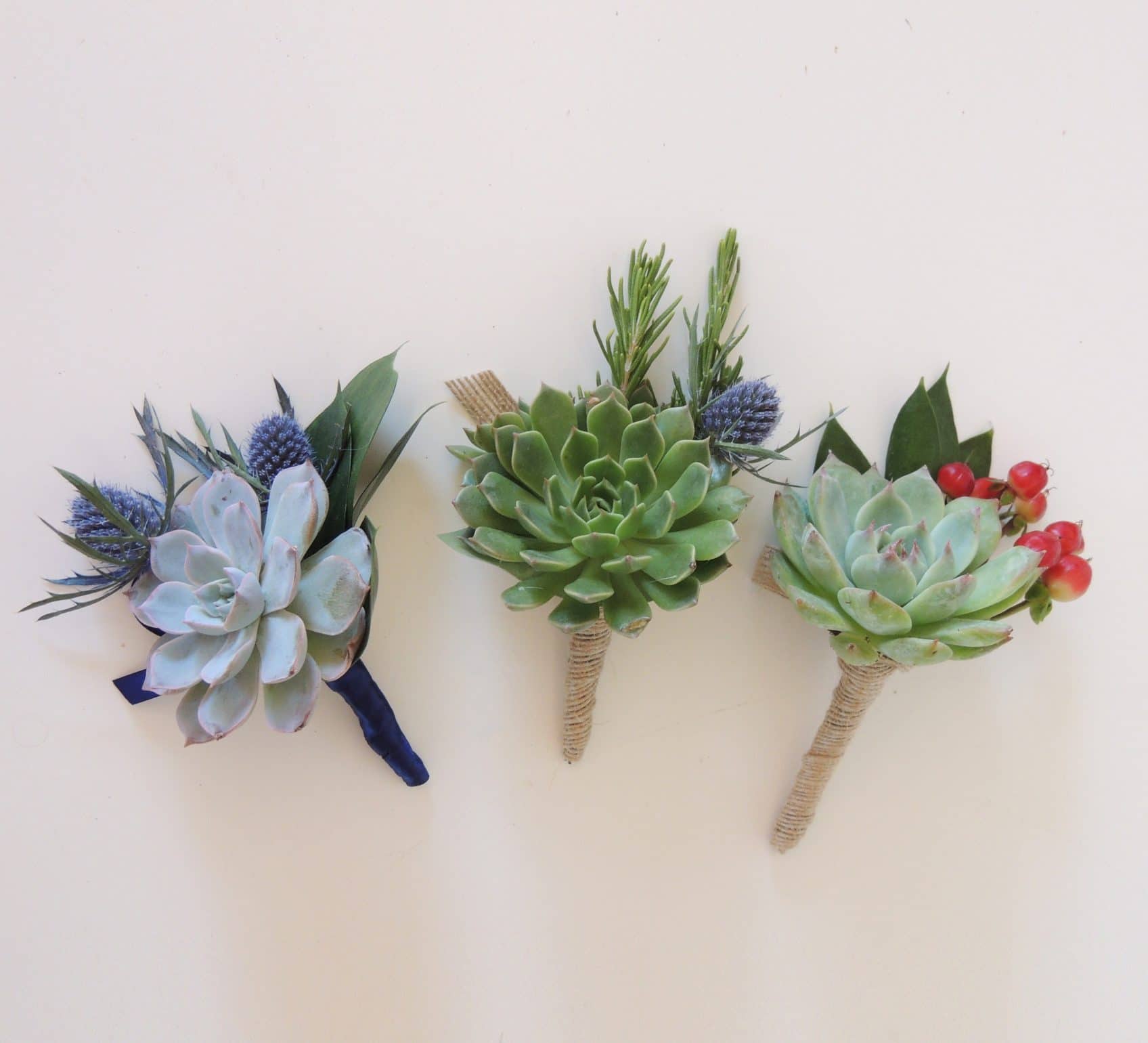 Succulent Boutonniere- wedding, prom, special occasion