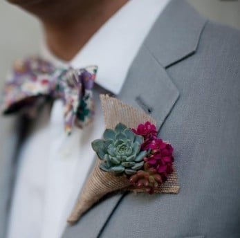 Wedding Boutonniere-wide ribbon