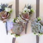 corsage and boutonniere-gray ribbon